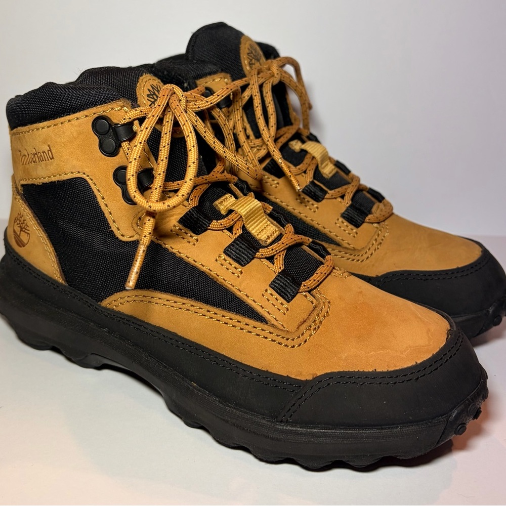 Timberland Converge Mid Boots Tan Black Nubuck Youth Juniors‎ Kids 2 Greenstride